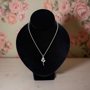 James Avery Rose Pendant + JA 925 Sterling Silver Chain Necklace 18” Signed